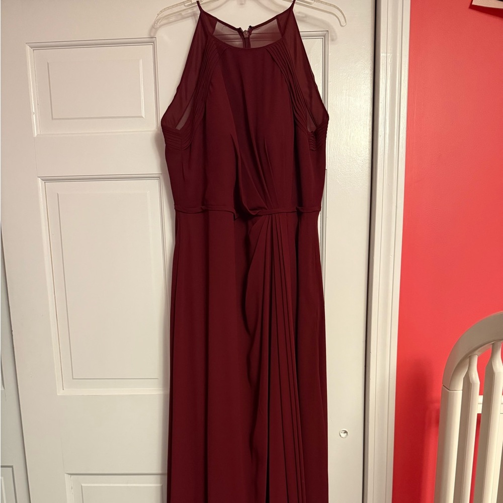 Azazie Burgundy Halter Dress